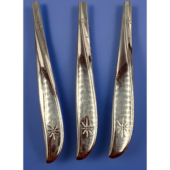 Oneida Community Twin Star Cocktail Seafood Forks 3pc Set Atomic Starburst MCM - Picture 3 of 5